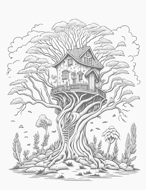 Page beautiful wooden house coloring page images