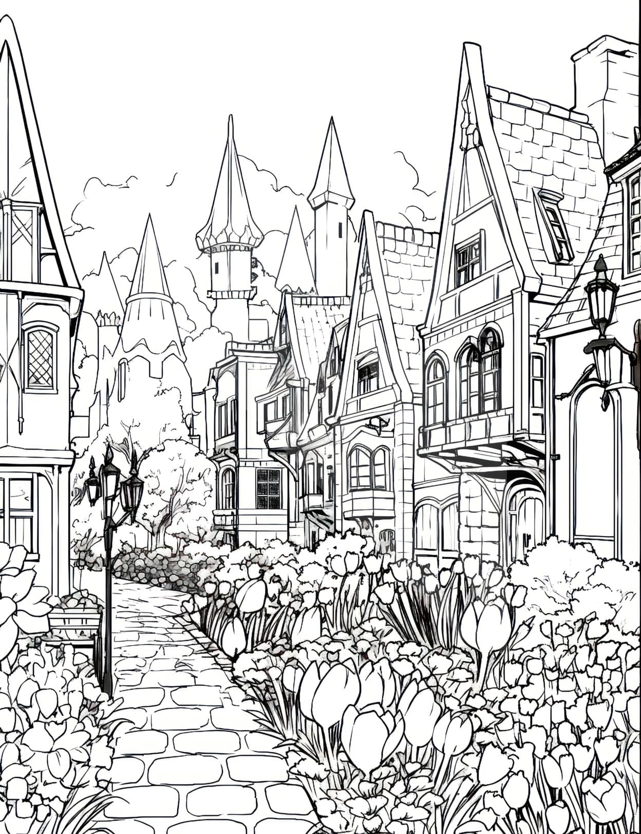 House coloring pages for adults and kids