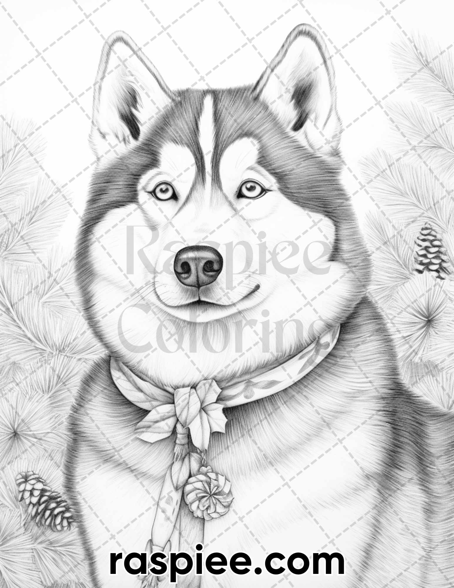 Christmas dogs grayscale coloring pages for adults printable pdf i â coloring