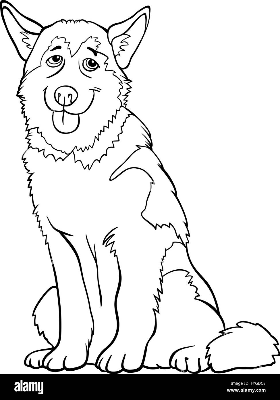 Husky malamute dog cartoon coloring hi