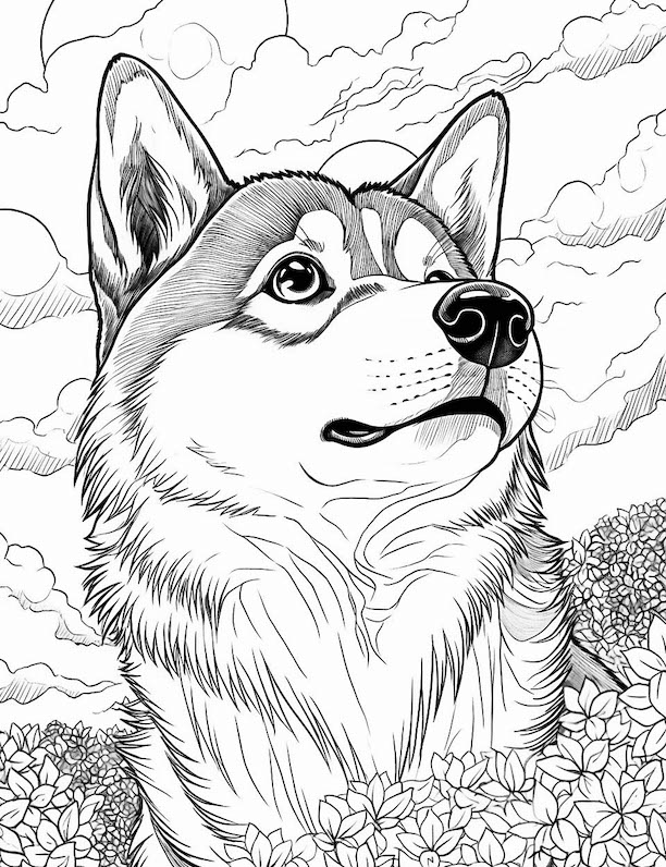 Dog coloring pages for kids and adults