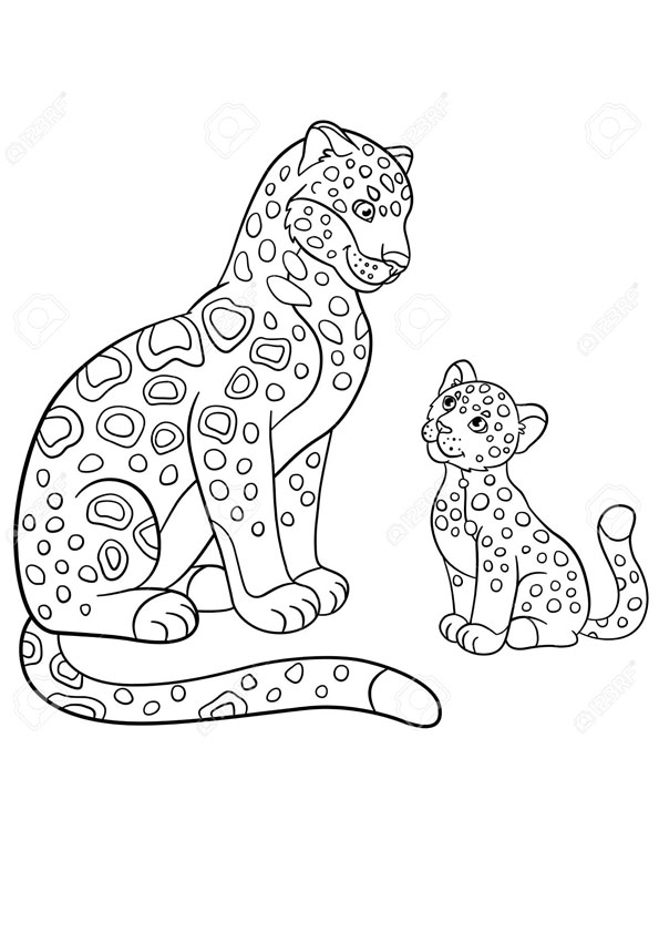 Coloring pages jaguar with baby jaguuar coloring pages