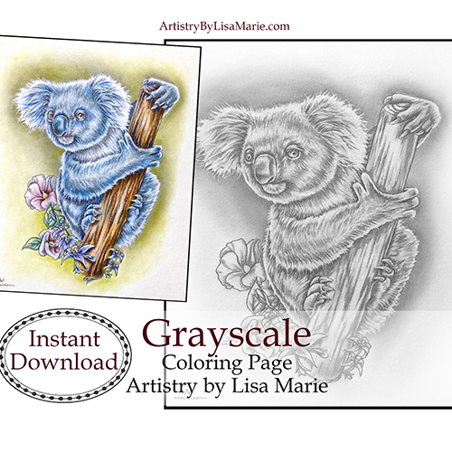 Koala bear printable coloring book page â artistry by lisa marie