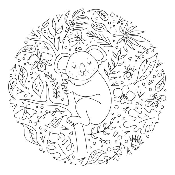 Coloring koala stock illustrations royalty