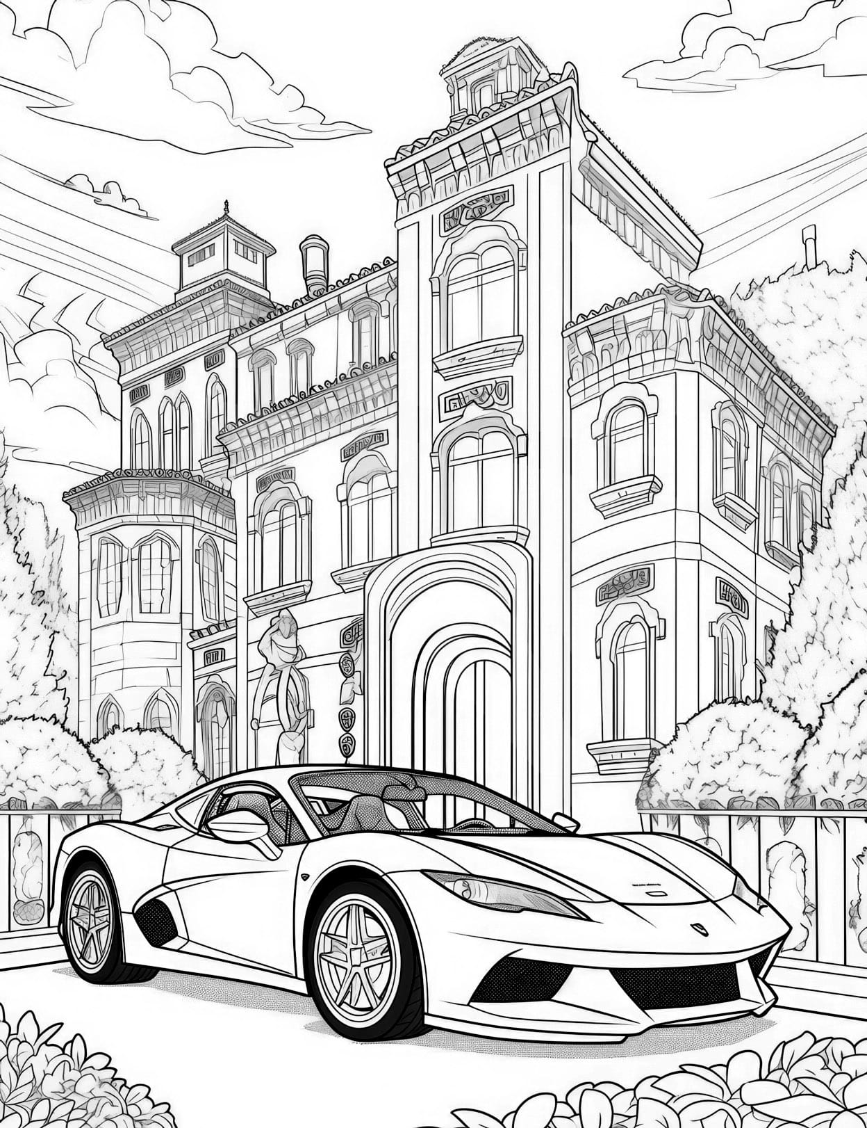Car coloring pages for adults and kids