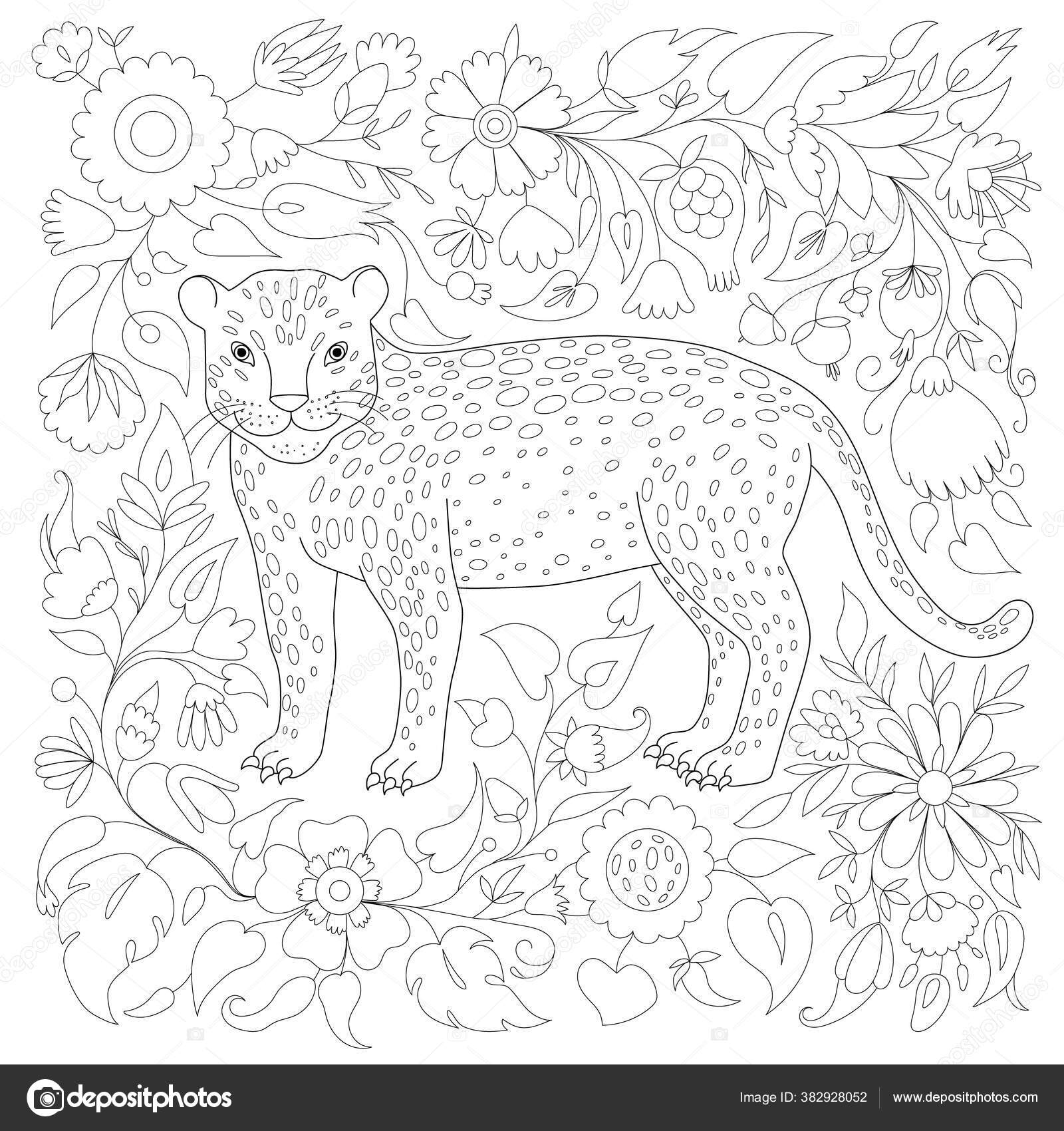Antistress coloring page cheetah stock illustration by inshna