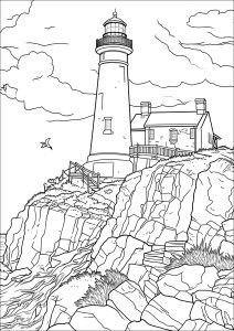 Lighthouse coloring pages for adults kids