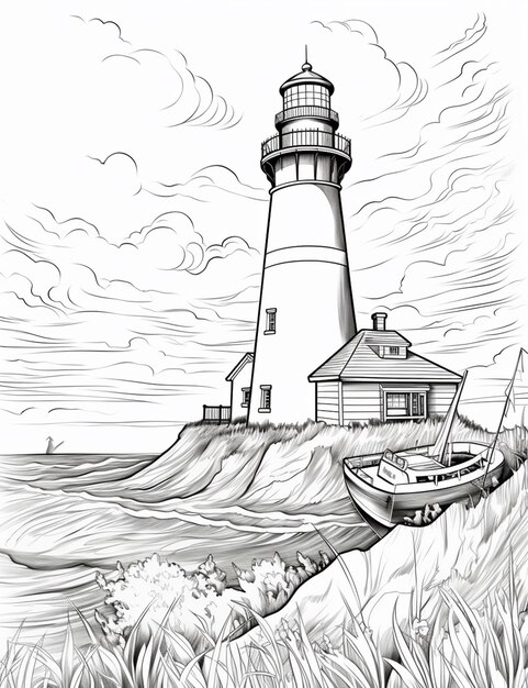 Page lighthouse line art images