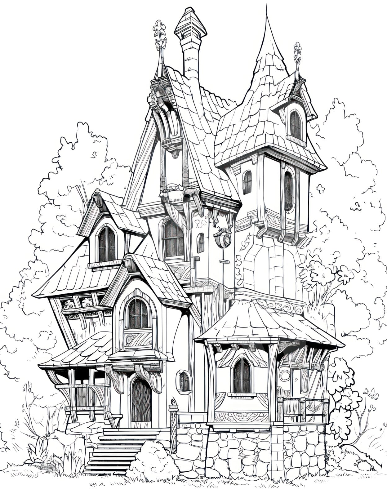 House coloring pages for adults and kids