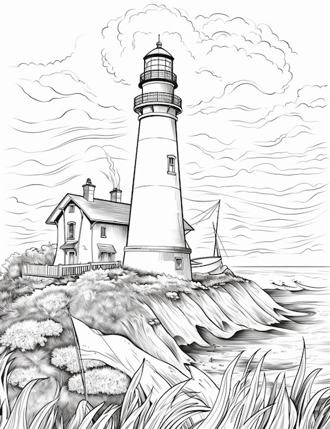Page lighthouse coloring page images