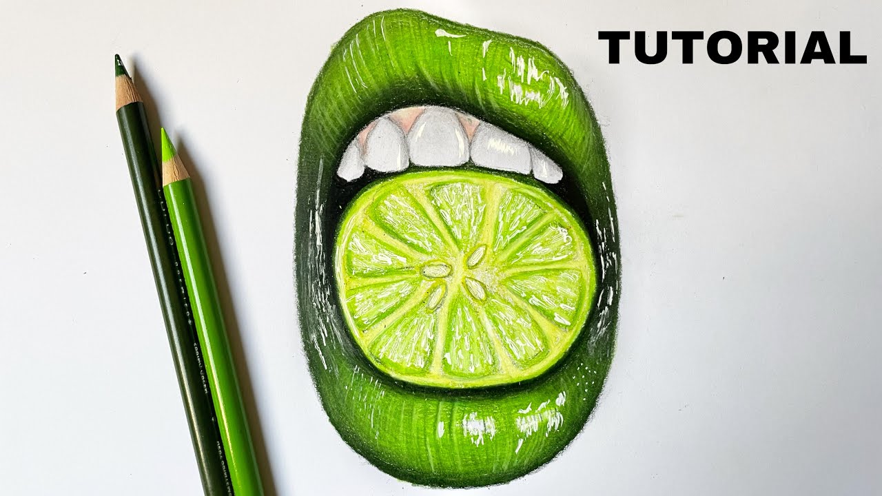 How to draw lie lips color pencil tutorial