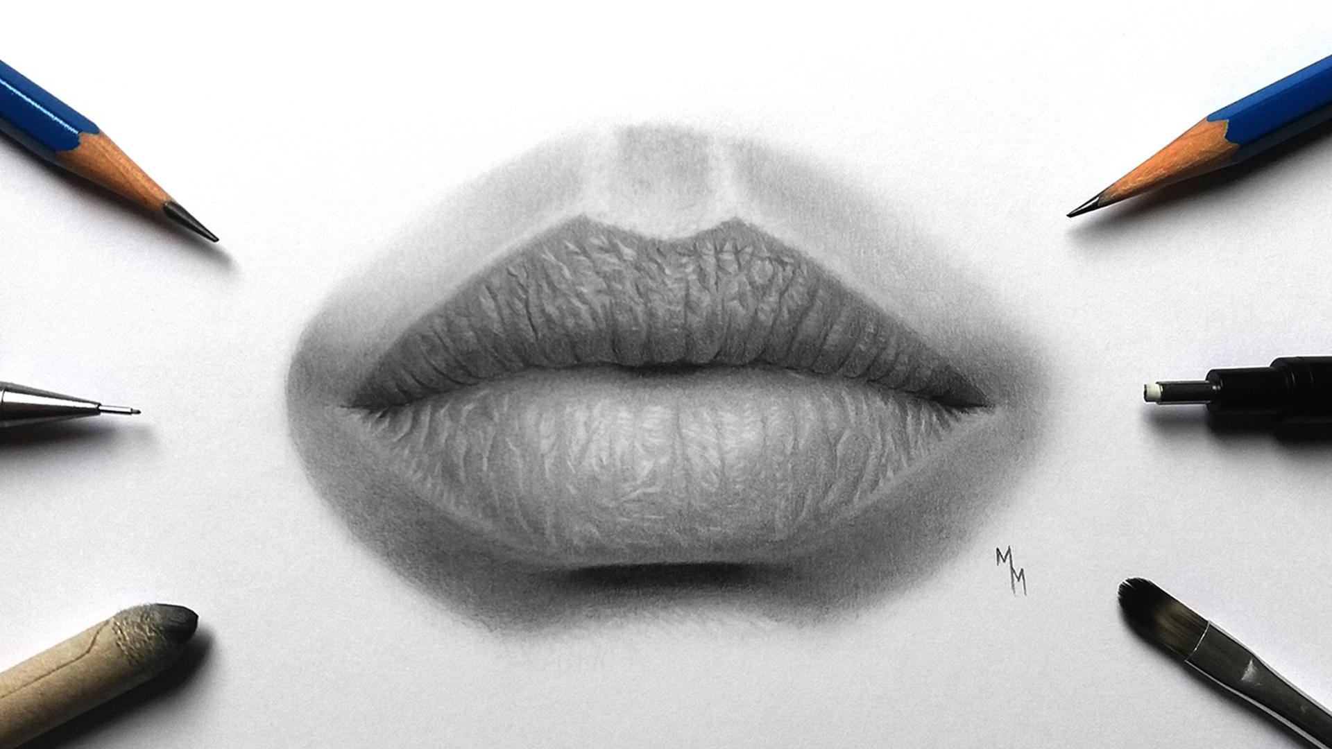 Drawing a realistic mouth with graphite matheus macedo