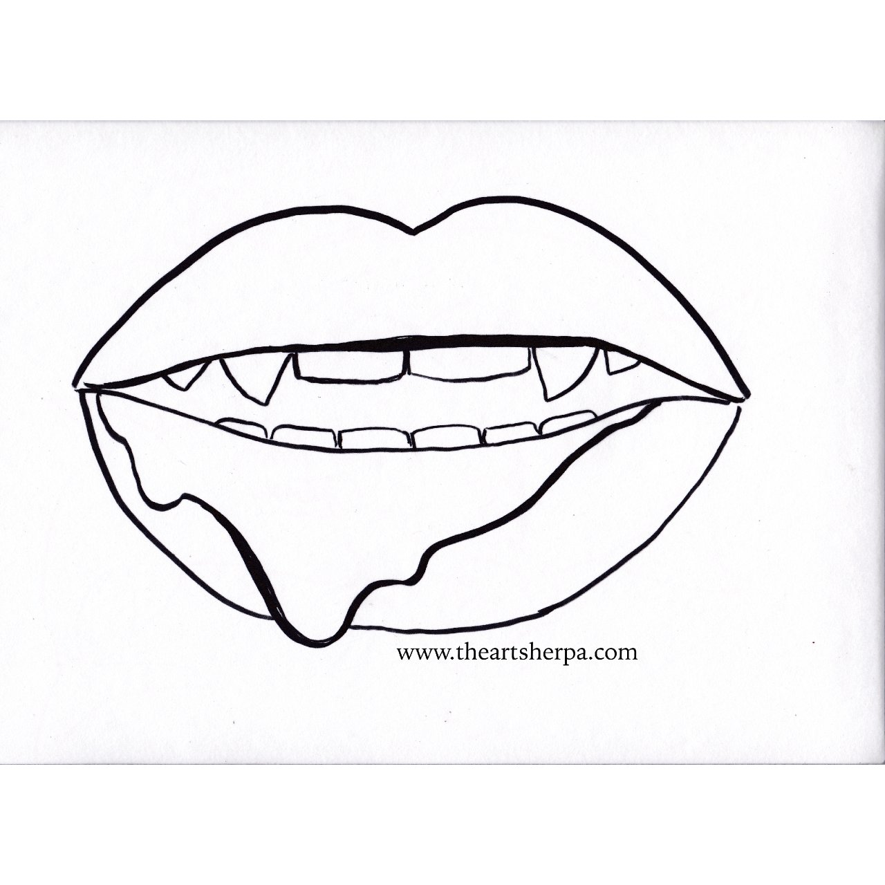 Realistic vampires kiss with teeth