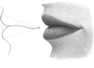 How to draw lips from the side