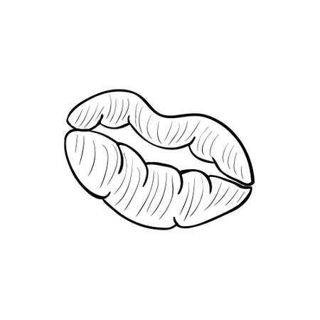 Vector hand drawn lips imprint black sketch on white background royalty free svg cliparts vectors and stock illustration image