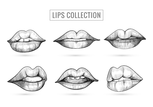 Realistic lips coloring pages vectors illustrations for free download