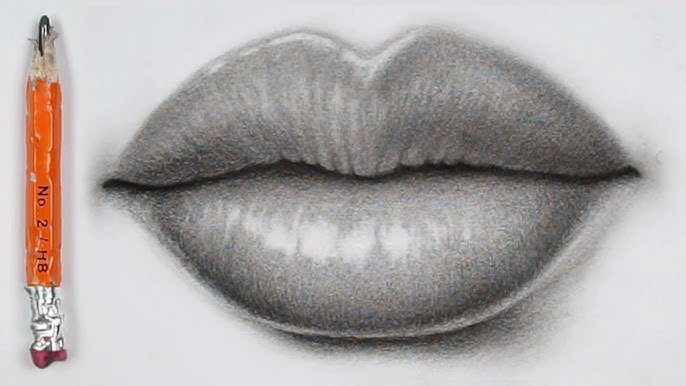 How to draw shade lips in pencil