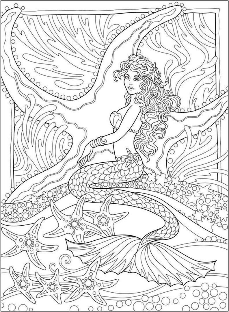 Get this realistic mermaid coloring pages for adult wnd