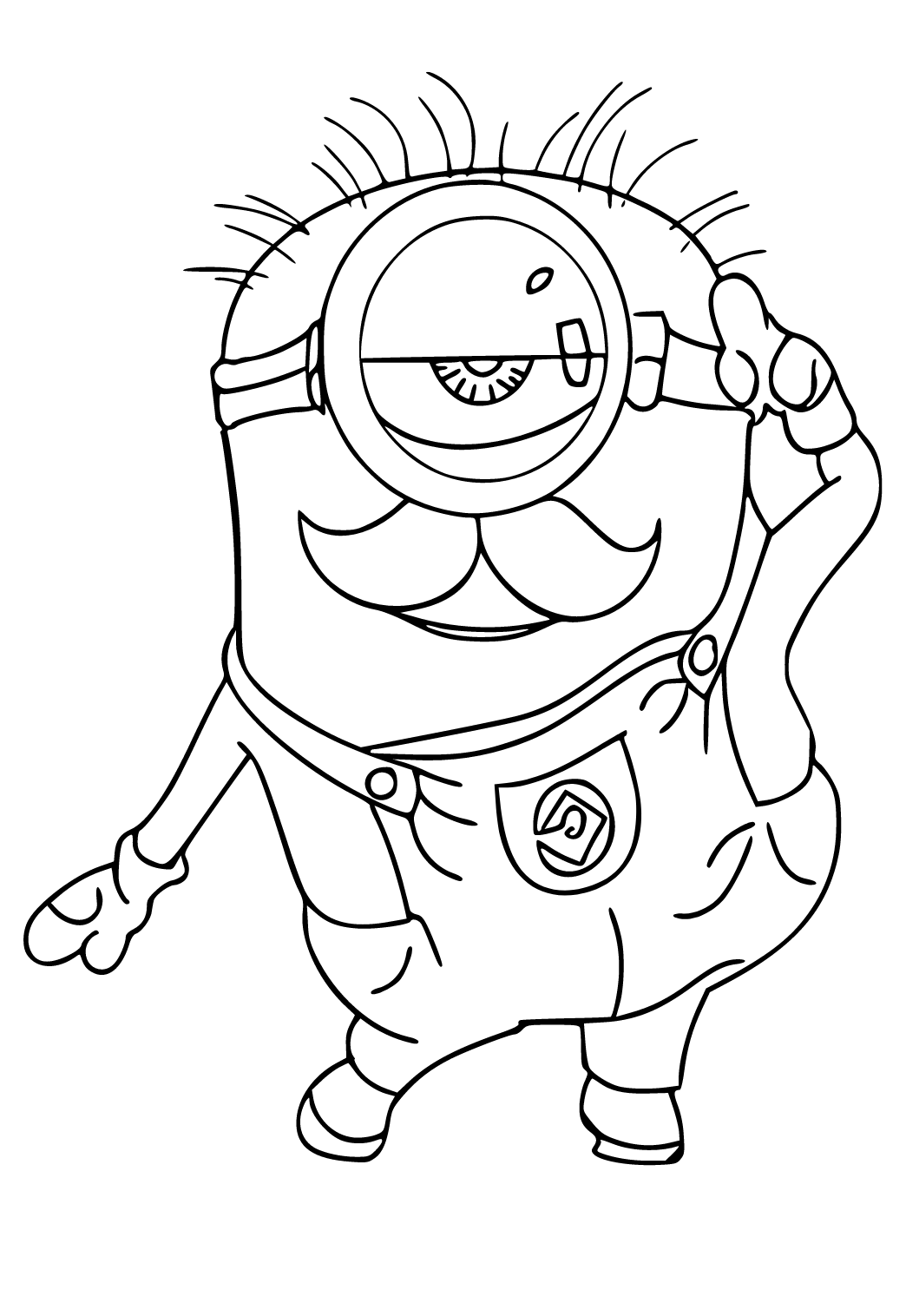 Free printable minions mustache coloring page for adults and kids