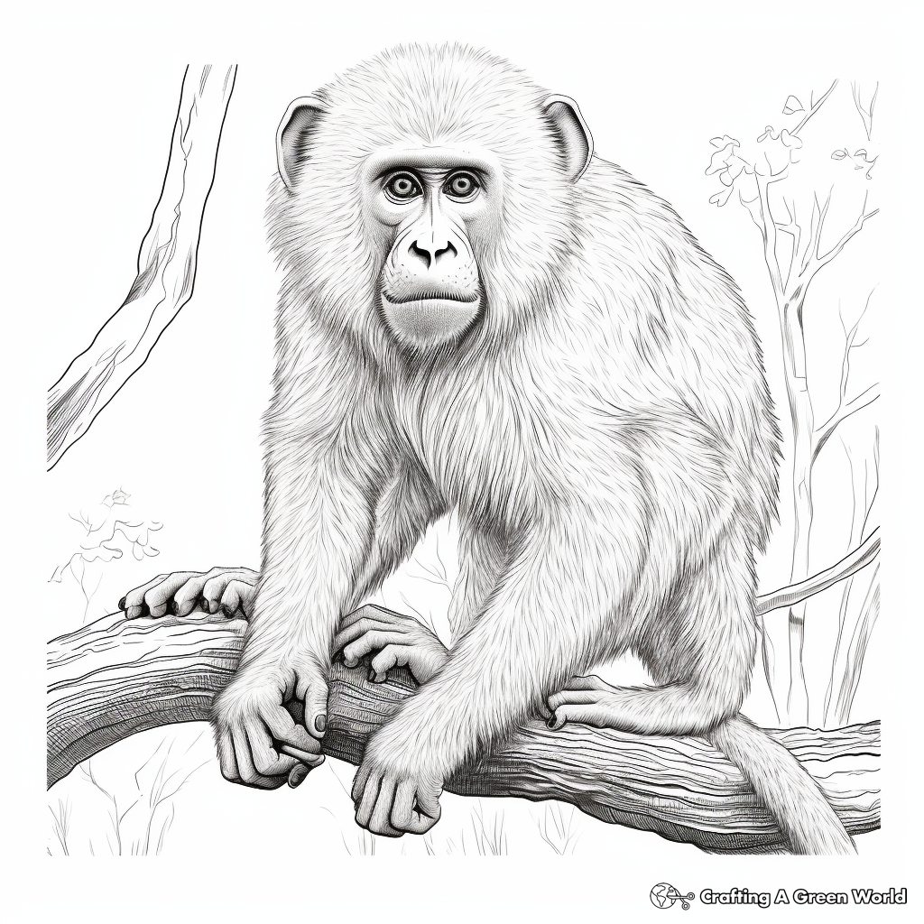Realistic monkey coloring pages