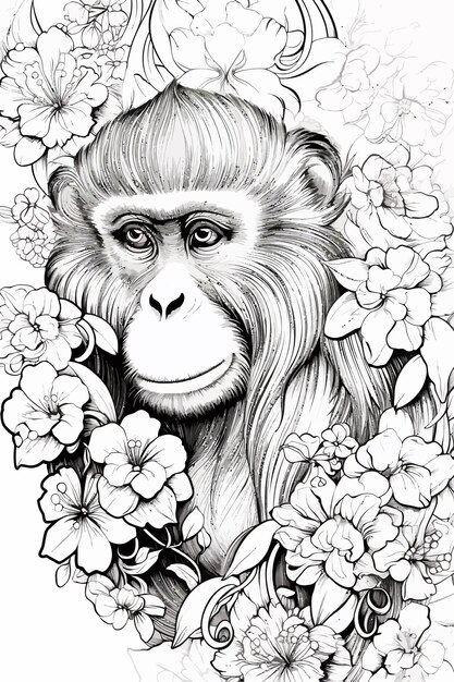 Premium vector monkey coloring page