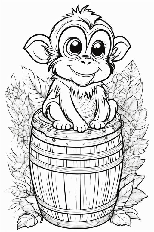 Realistic monkey mandala coloring page