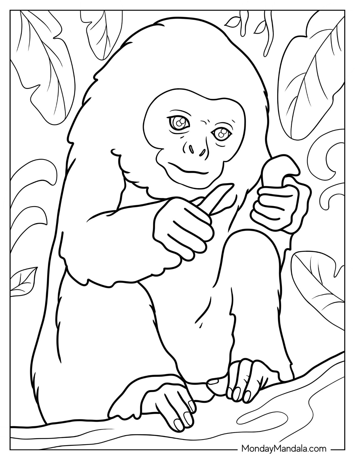 Monkey coloring pages free pdf printables