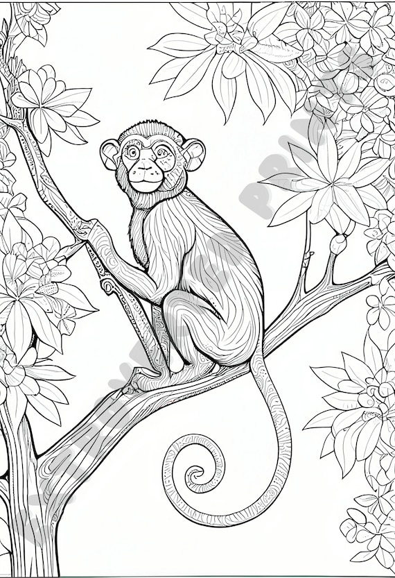 Monkey henry coloring page for kids and adults who experience adhd anxiety relaxin meditation instant digital download pdf file instant download