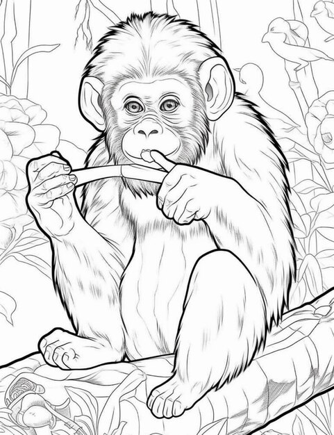 Page cute monkey line art images