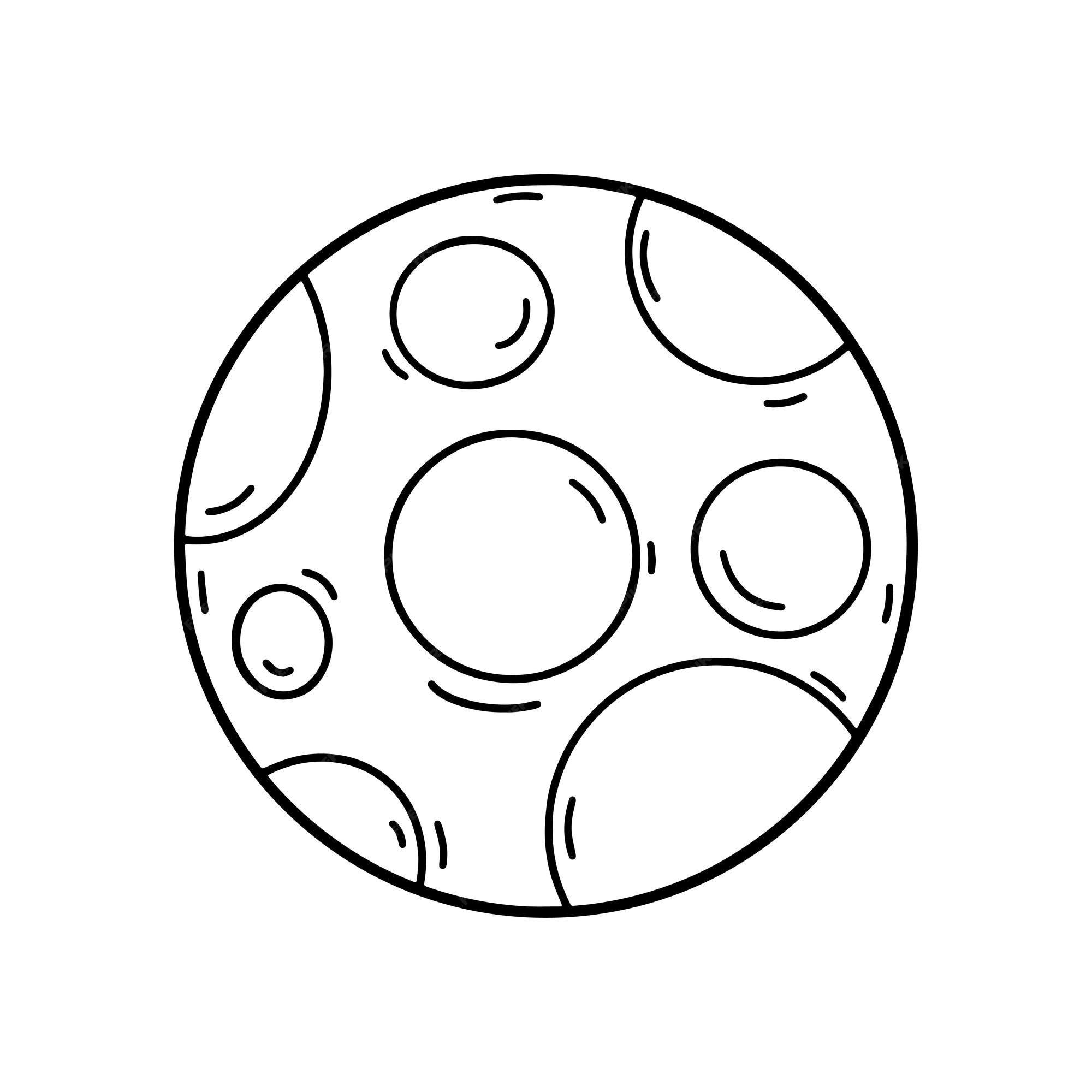 Premium vector black and white vector illustration moon coloring page halloween full moon planet mars space