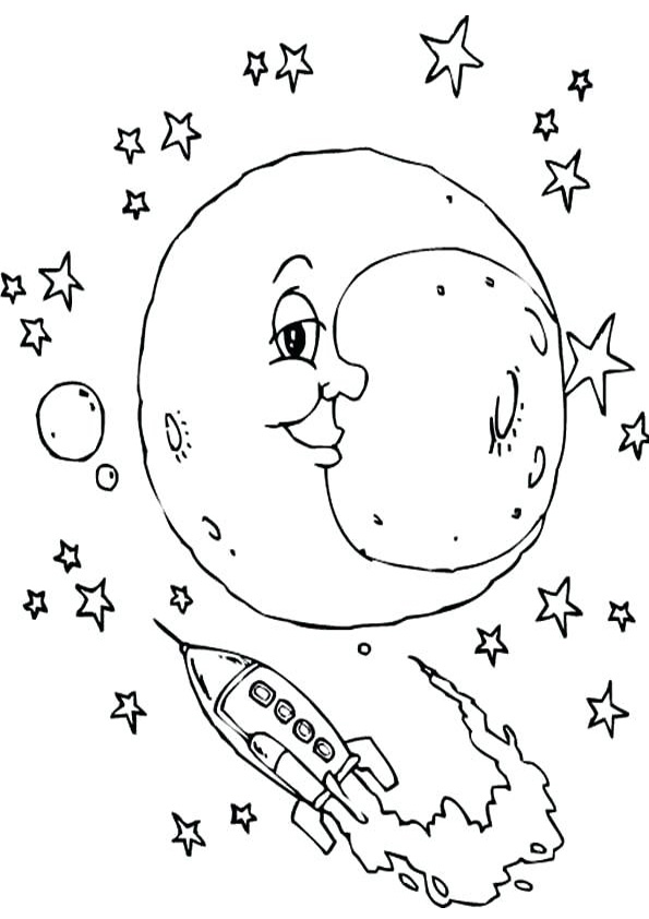 Coloring pages full moon with star colouring pages