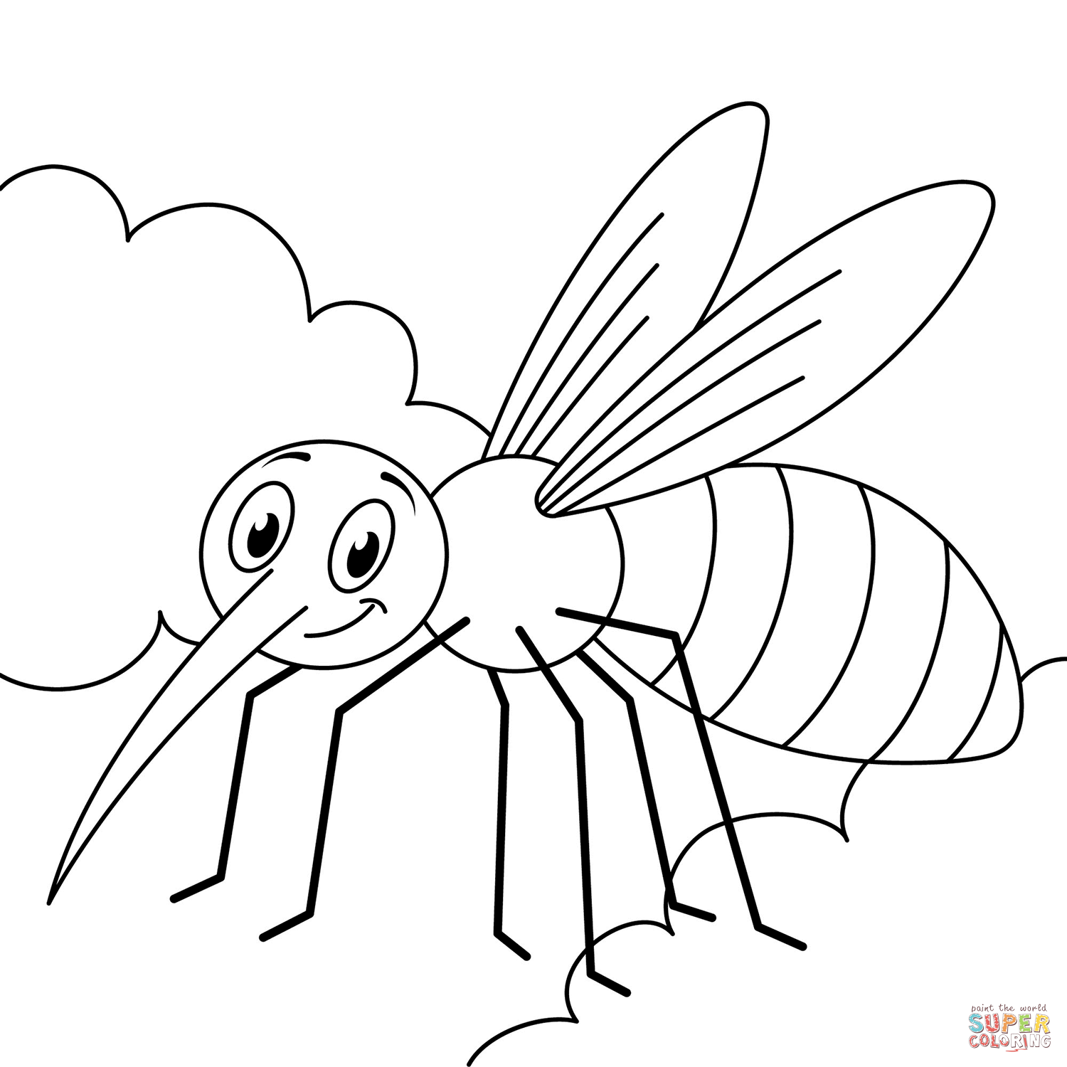 Cute mosquito coloring page free printable coloring pages