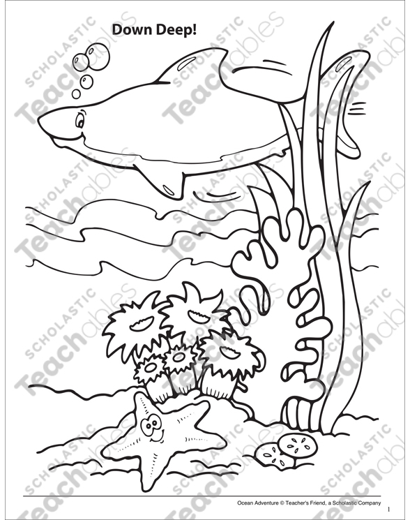 Down deep ocean adventure coloring page printable coloring pages
