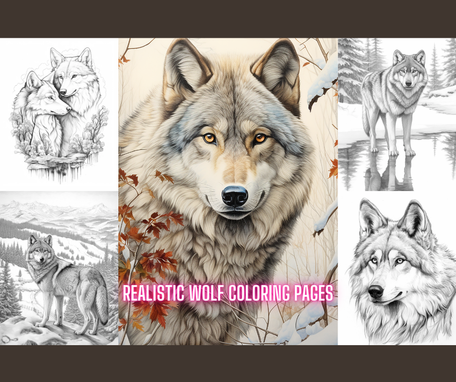 Realistic wolf coloring pages