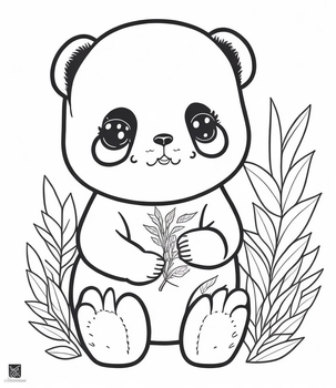 Realistic panda coloring pages for teens and adults by rzstore