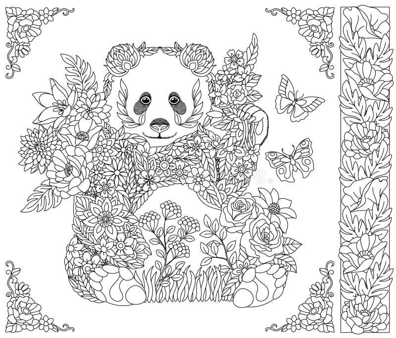 Panda bear coloring page stock illustrations â panda bear coloring page stock illustrations vectors clipart