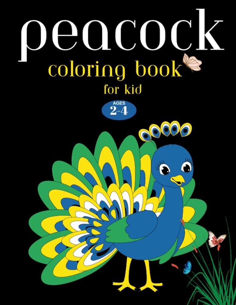 Peacock coloring book for kids ages