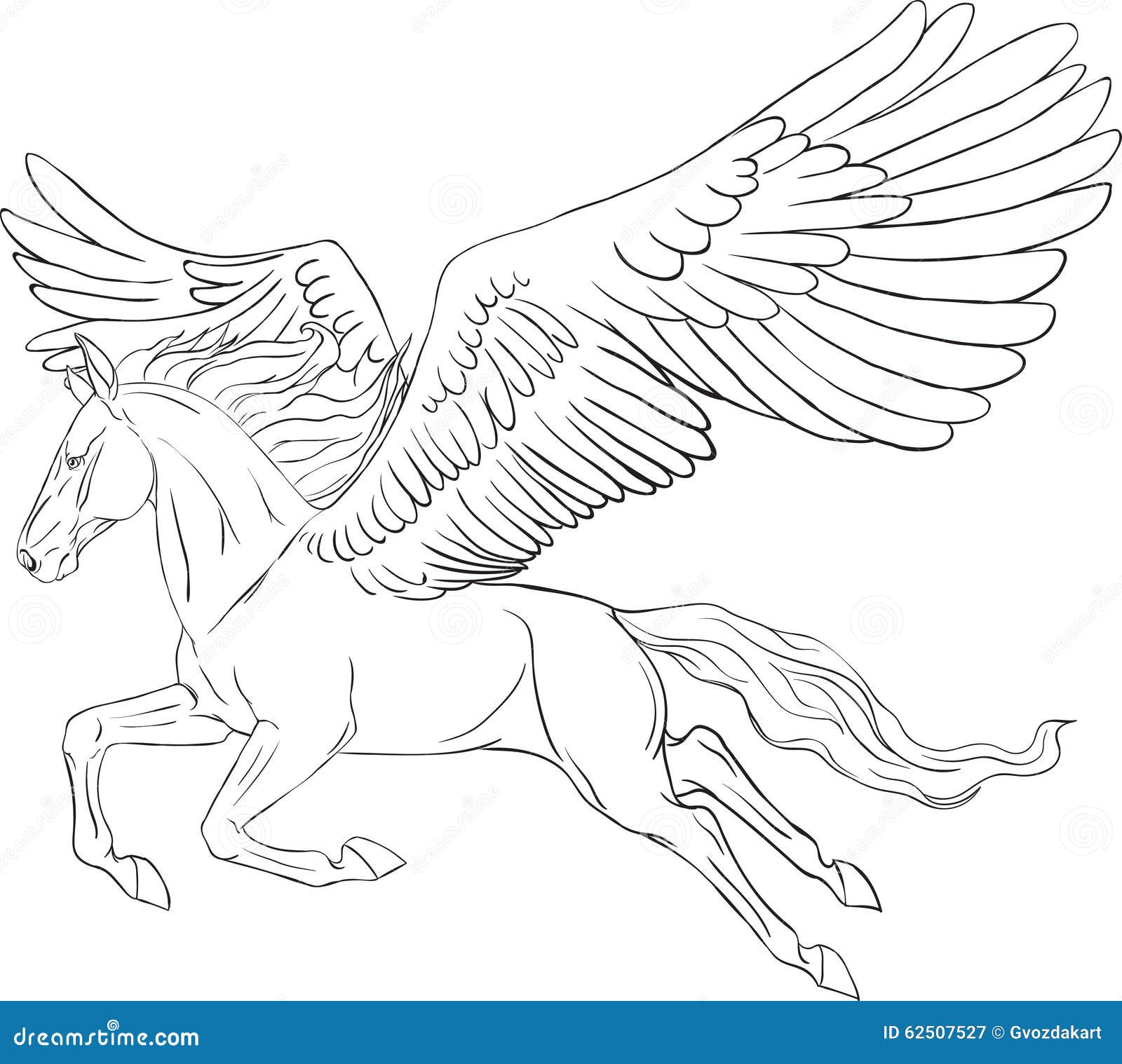 Coloring page with a pegasus stock vector