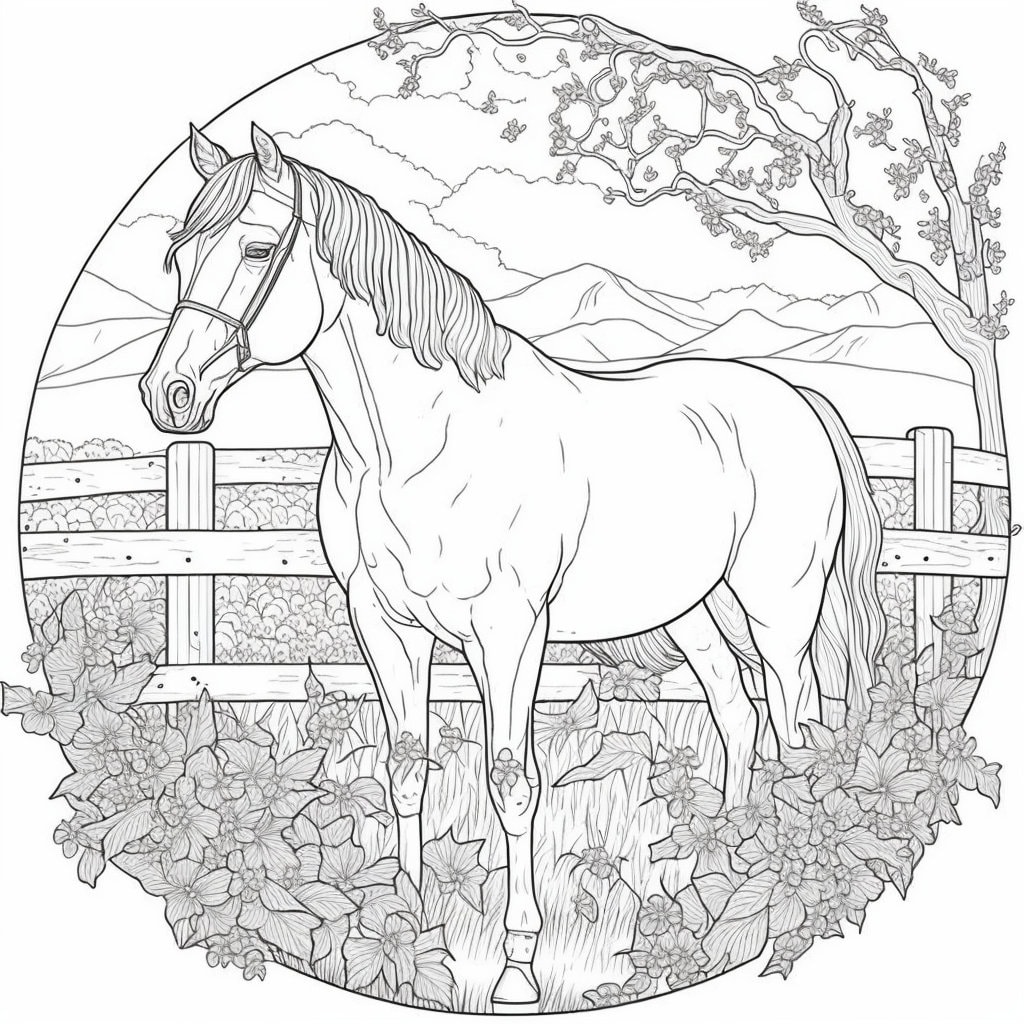 Equine elegance realistic and intricate horse coloring pages for adults
