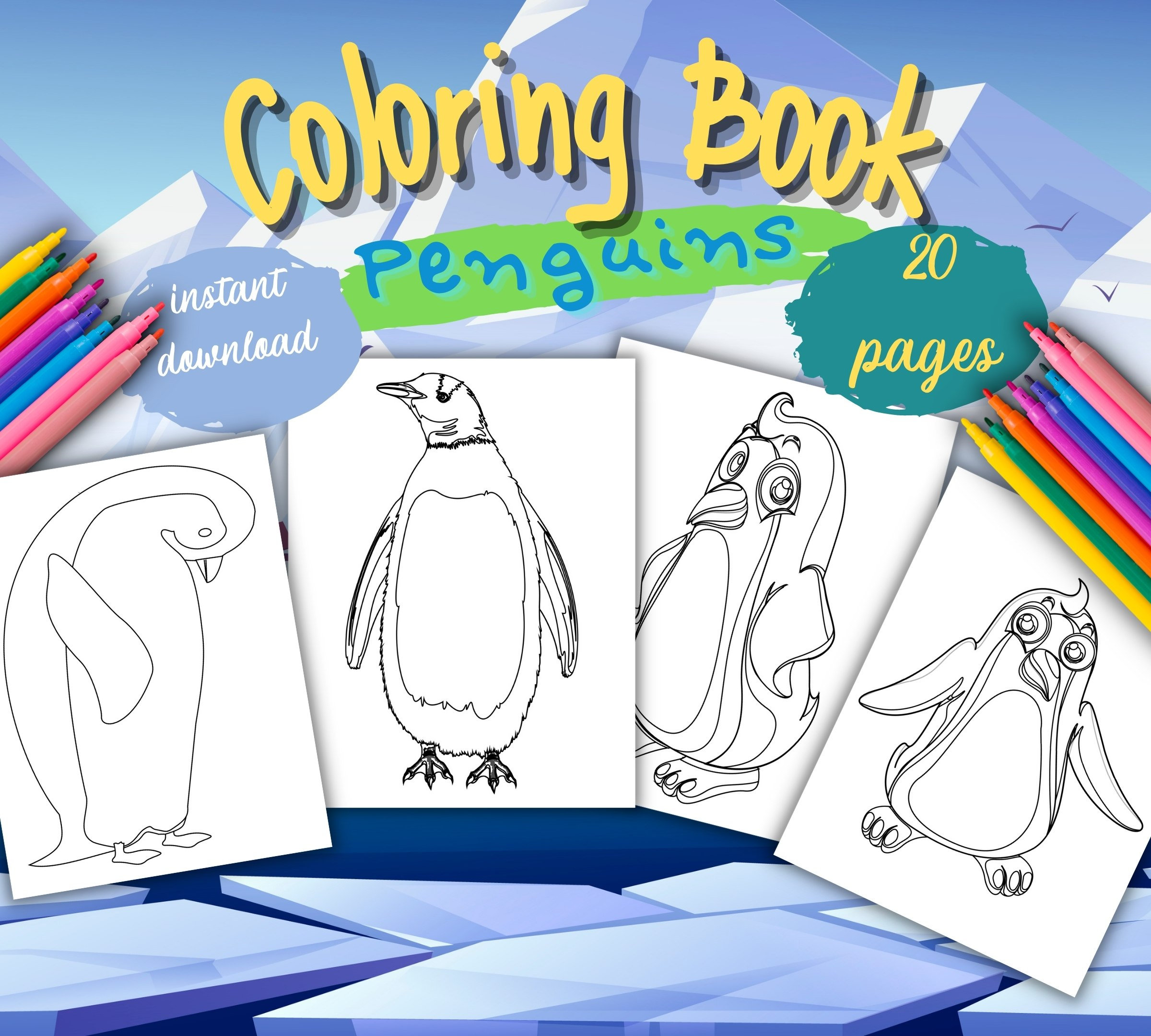 Printable penguins coloring book penguins colouring book printable colouring book penguins printable pages printable penguins drawing