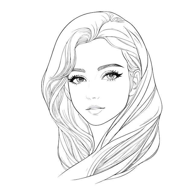 Premium vector a girl with long hair and long hair
