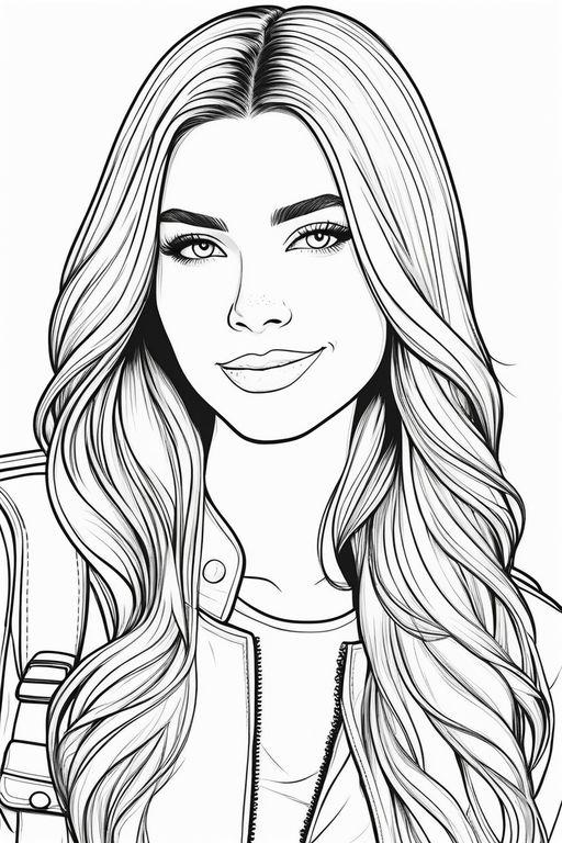 Line art of a pretty woman