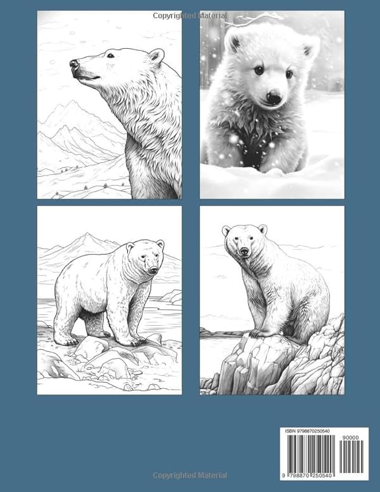Realistic polar bear coloring book majestic arctic animals coloring pages with high quality detailed wildlife beauty illustrations for fun relaxation and stress relief bertie dennis books