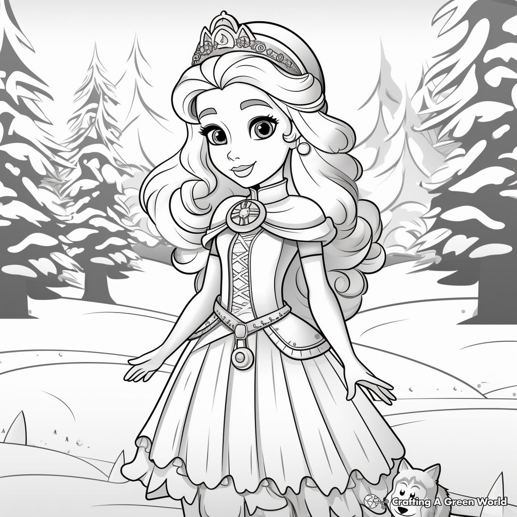 Winter princess coloring pages