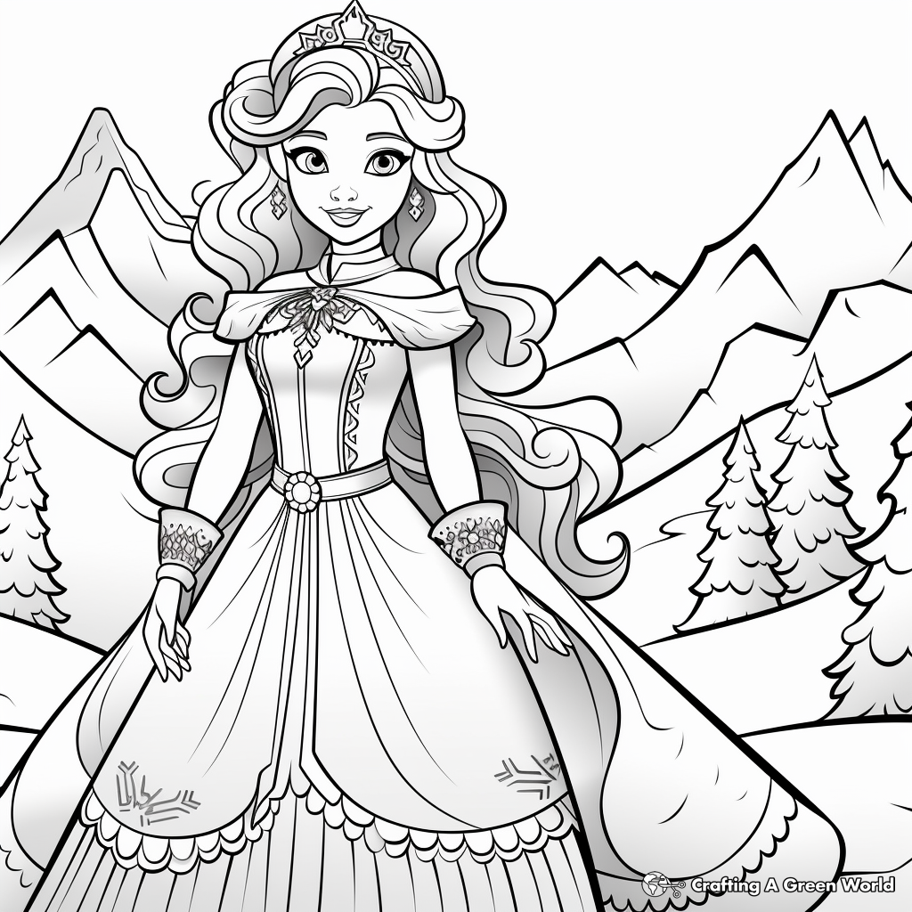 Winter princess coloring pages