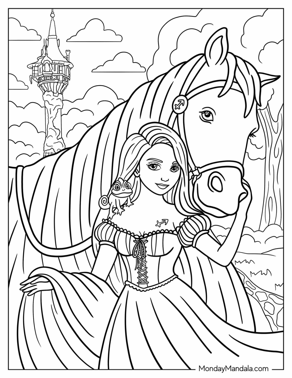Princess coloring pages free pdf printables