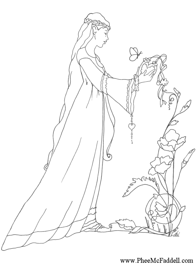 Lady of hearts to color www