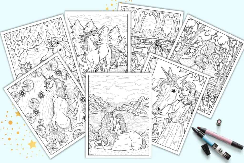 Free printable realistic unicorn coloring pages