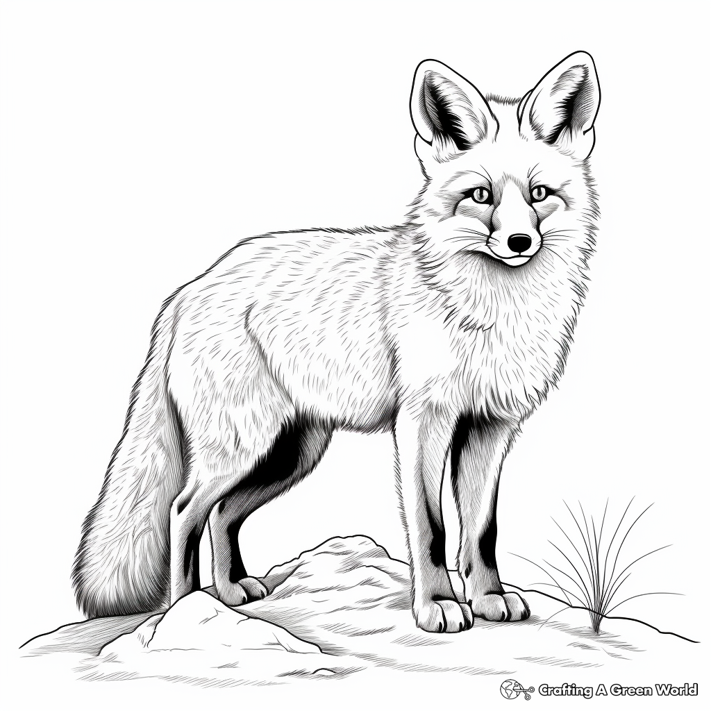 Realistic fox coloring pages