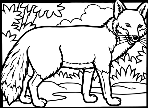 Red fox coloring page free printable coloring pages